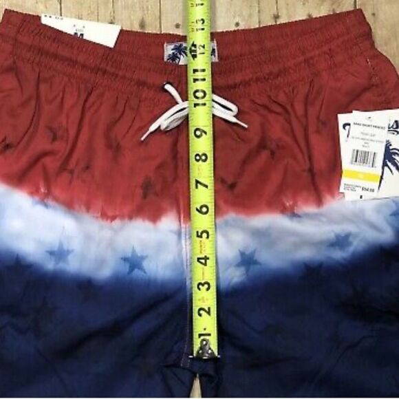 ✨Trunks Surf and Swim Men Medium Tie Dye Americana Stars Blue Red Swim Shorts✨ - Picture 9 of 10